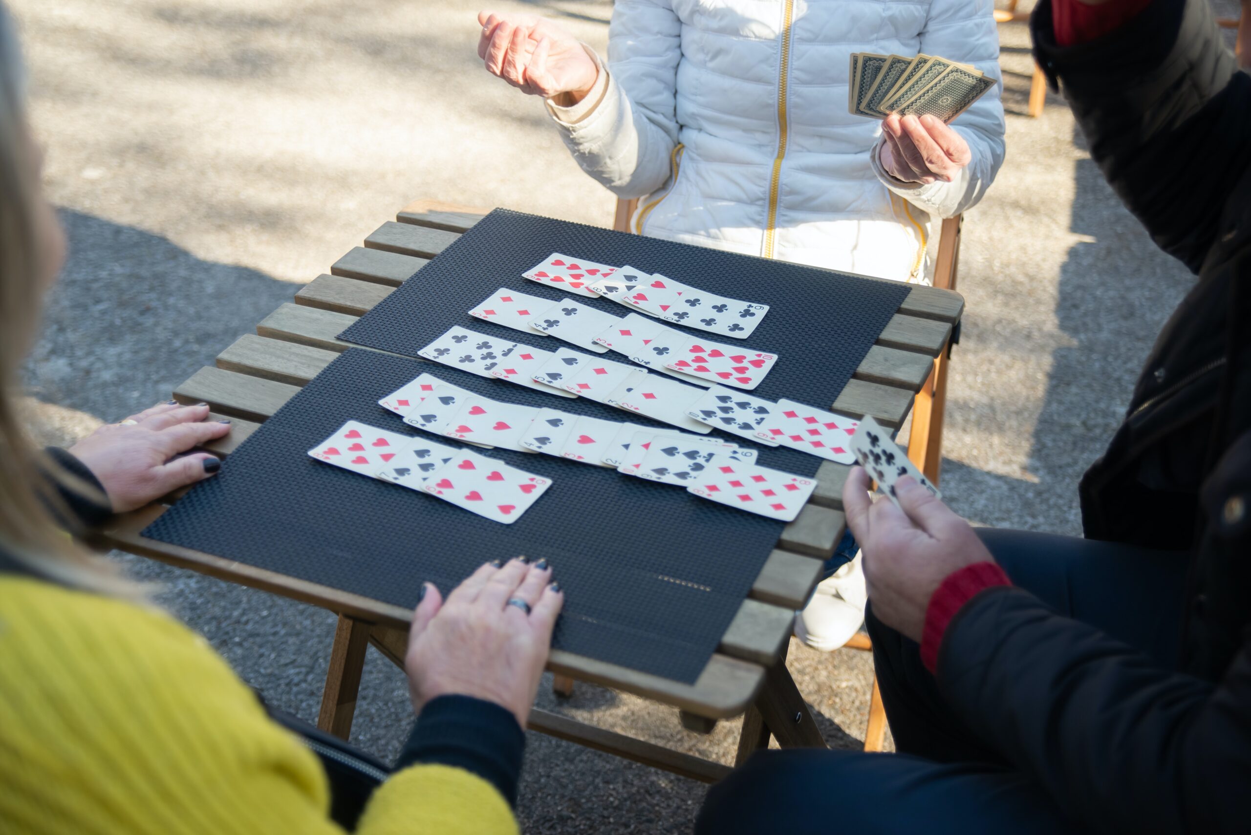Solitaire card games playing outside